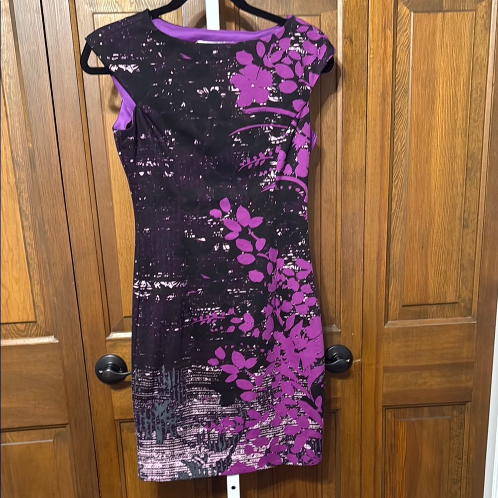 Wisp Petites Floral Purple and Black Dress